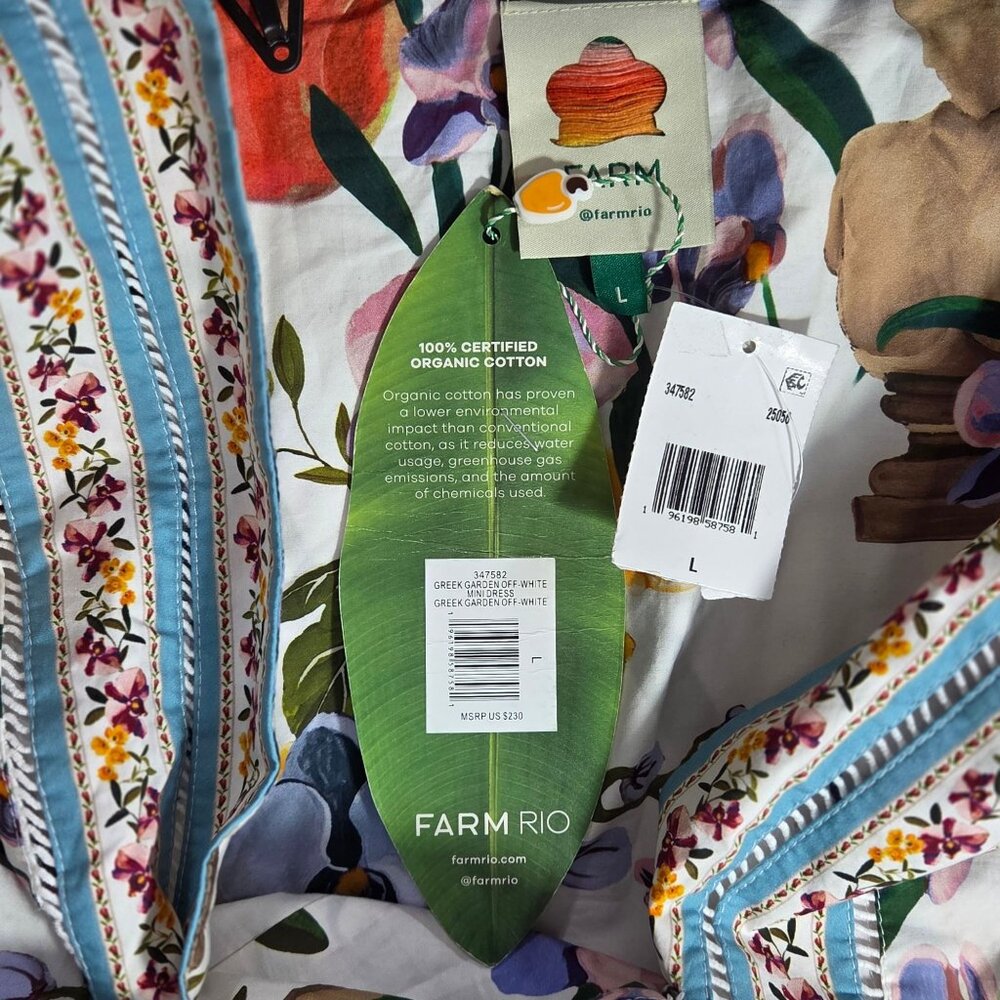 NWT Farm Rio Women's Greek Garden Off-White Mini Dress - Picture 3 of 7